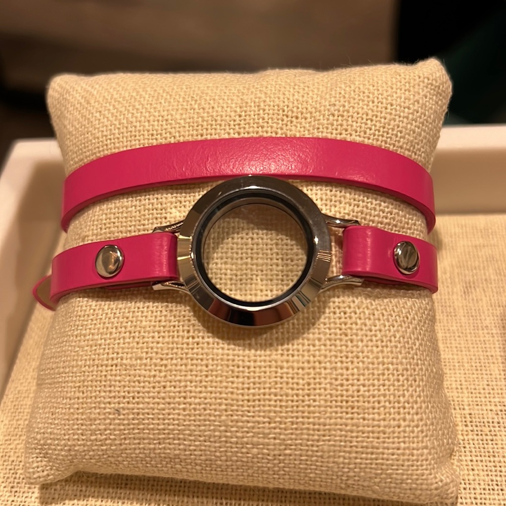 Origami Owl Pink and Silver Living Locket Wrap Bracelet
